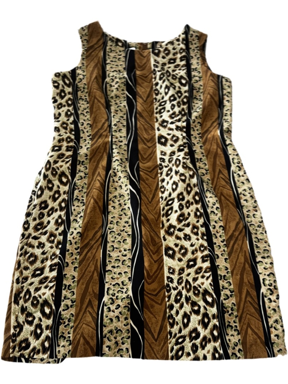 Vintage Giorgio Fiorelli Animal Print Dress - Brown Black Cream